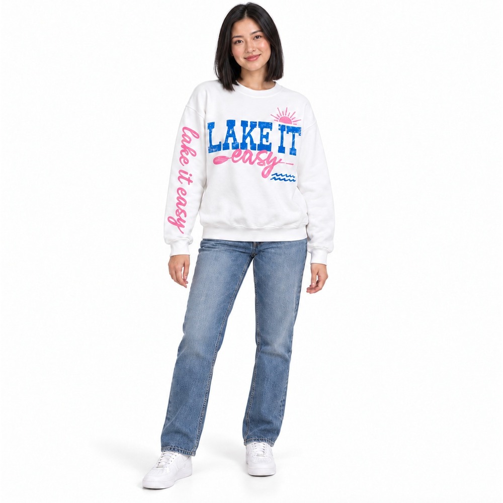 Altar'd State Lake It Easy Graphic Sweatshirt Pullover Fall White XS/S